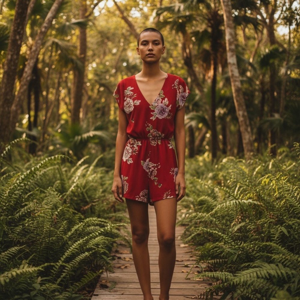 As U Wish Red Floral Romper